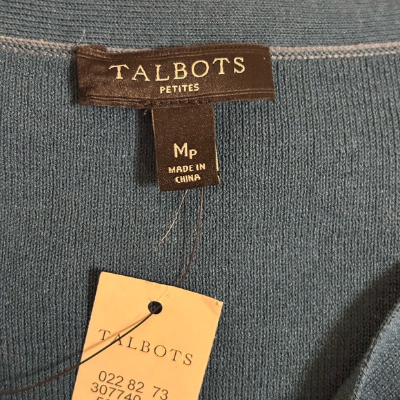 Talbots Petite Sleeveless Knit Top Tie Neck Blue MP - Picture 2 of 8